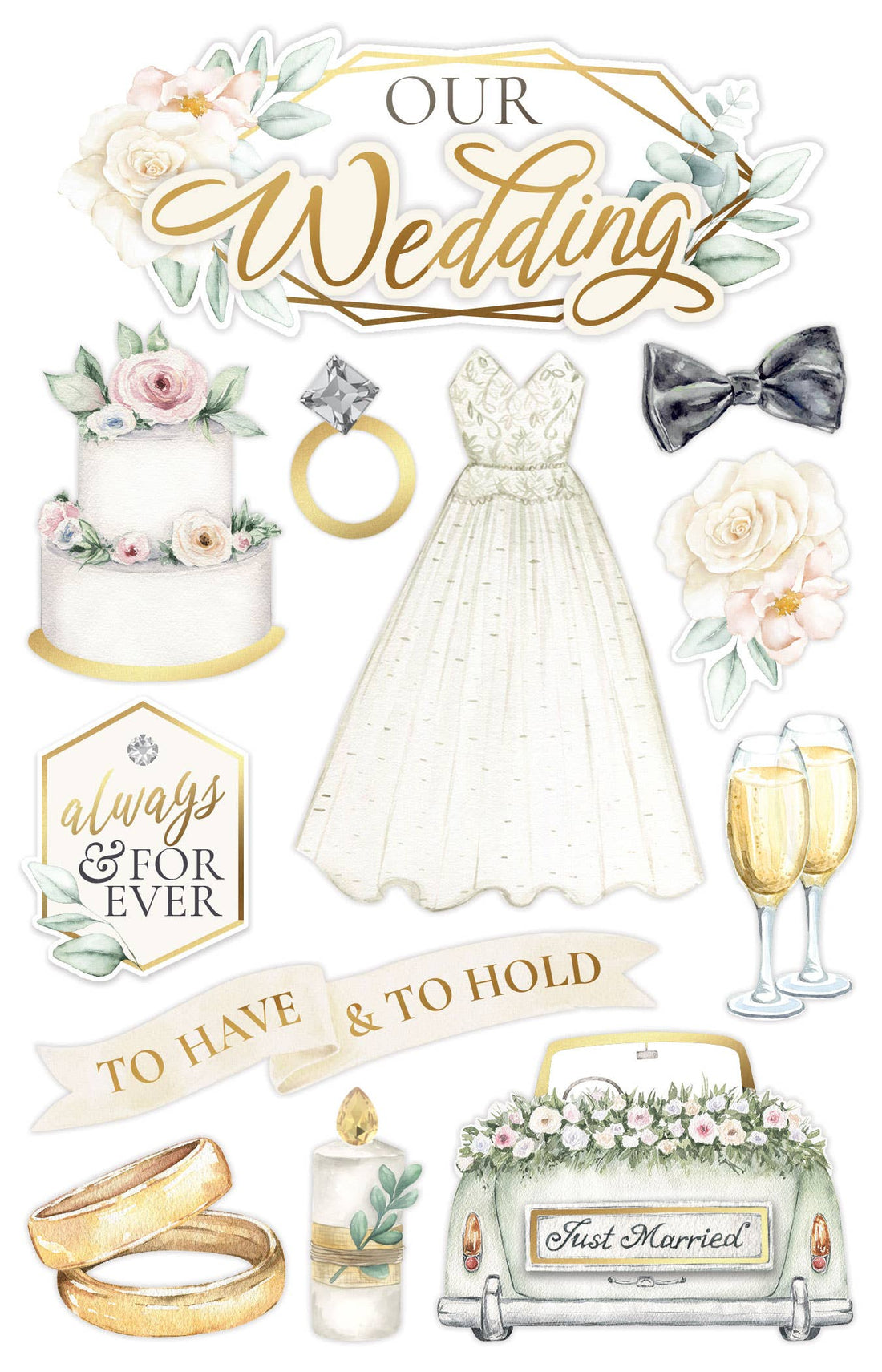 Paper House OUR WEDDING 3D Stickers 12pc