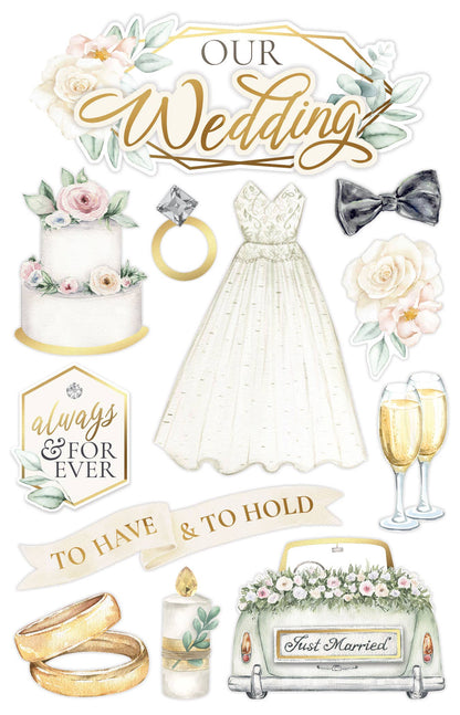 Paper House OUR WEDDING 3D Stickers 12pc