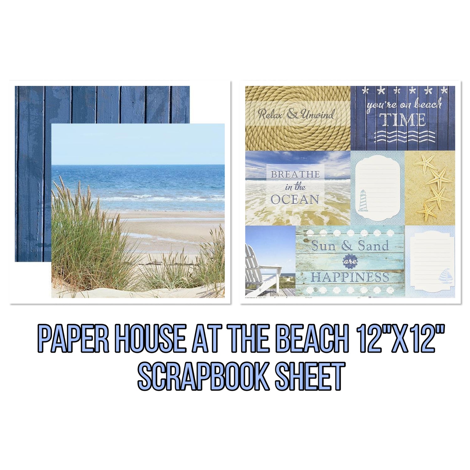 Paper House AT THE BEACH 12&quot;X12&quot; Scrapbook Sheet