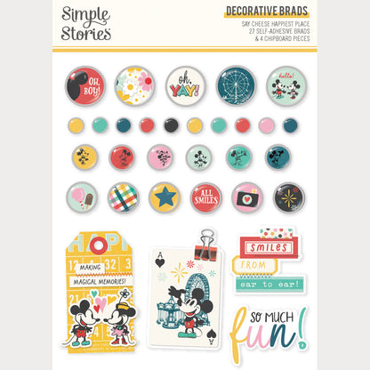 Simple Stories SAY CHEESE HAPPIEST PLACE Decorative Brads