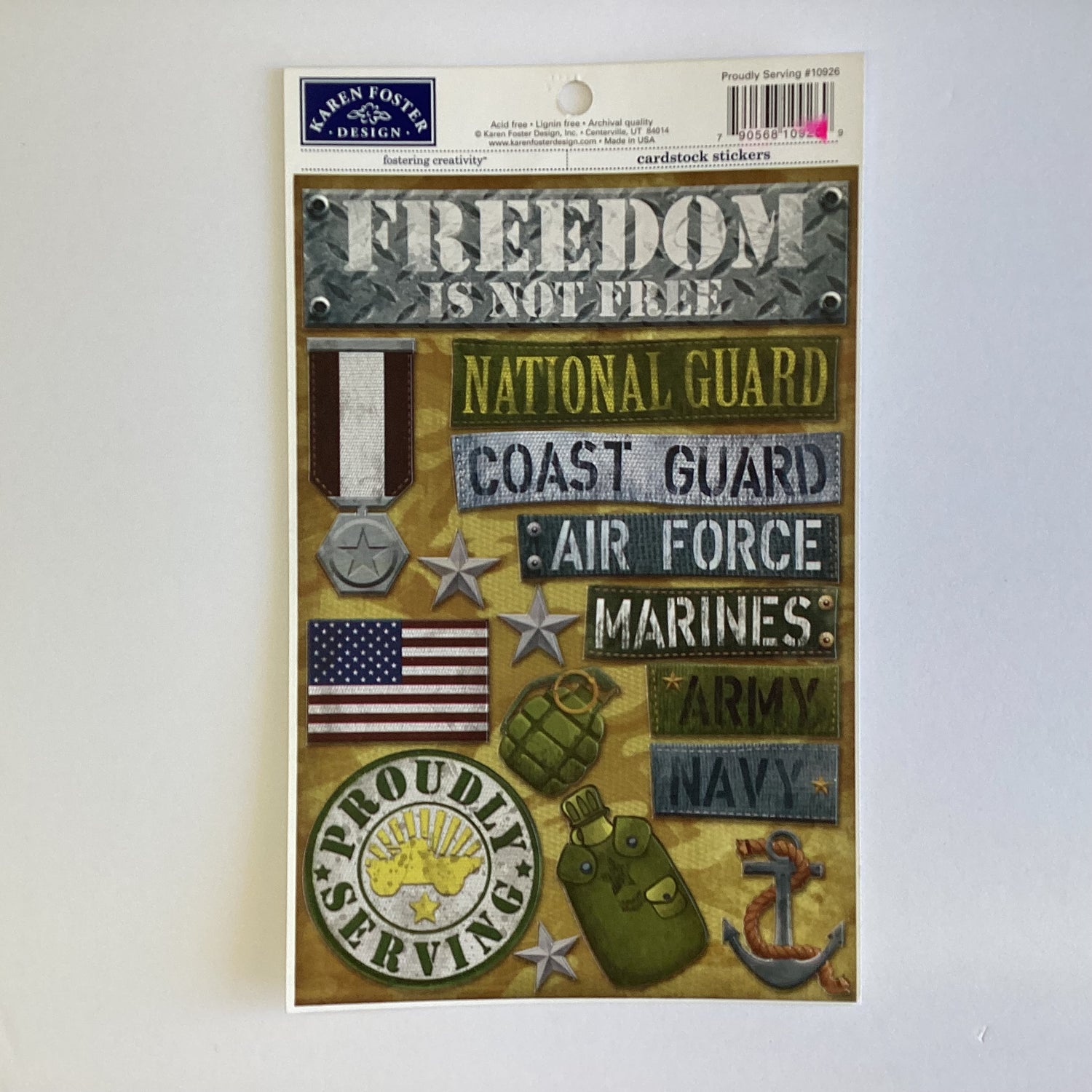 Karen Foster AMERICAN BRAVERY FREEDOM C 12&quot;X12&quot; Paper &amp; Stickers 6pc