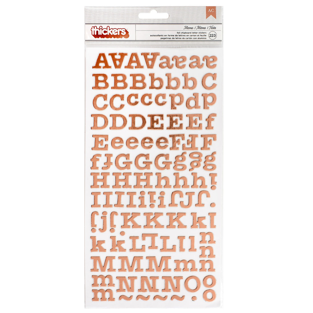 Thickers Crate Paper MEMO FLOURISH Rose Gold Foil Letter Stickers