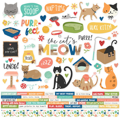Simple Stories FUR BABY CAT 12&quot;X12&quot; Cardstock Stickers