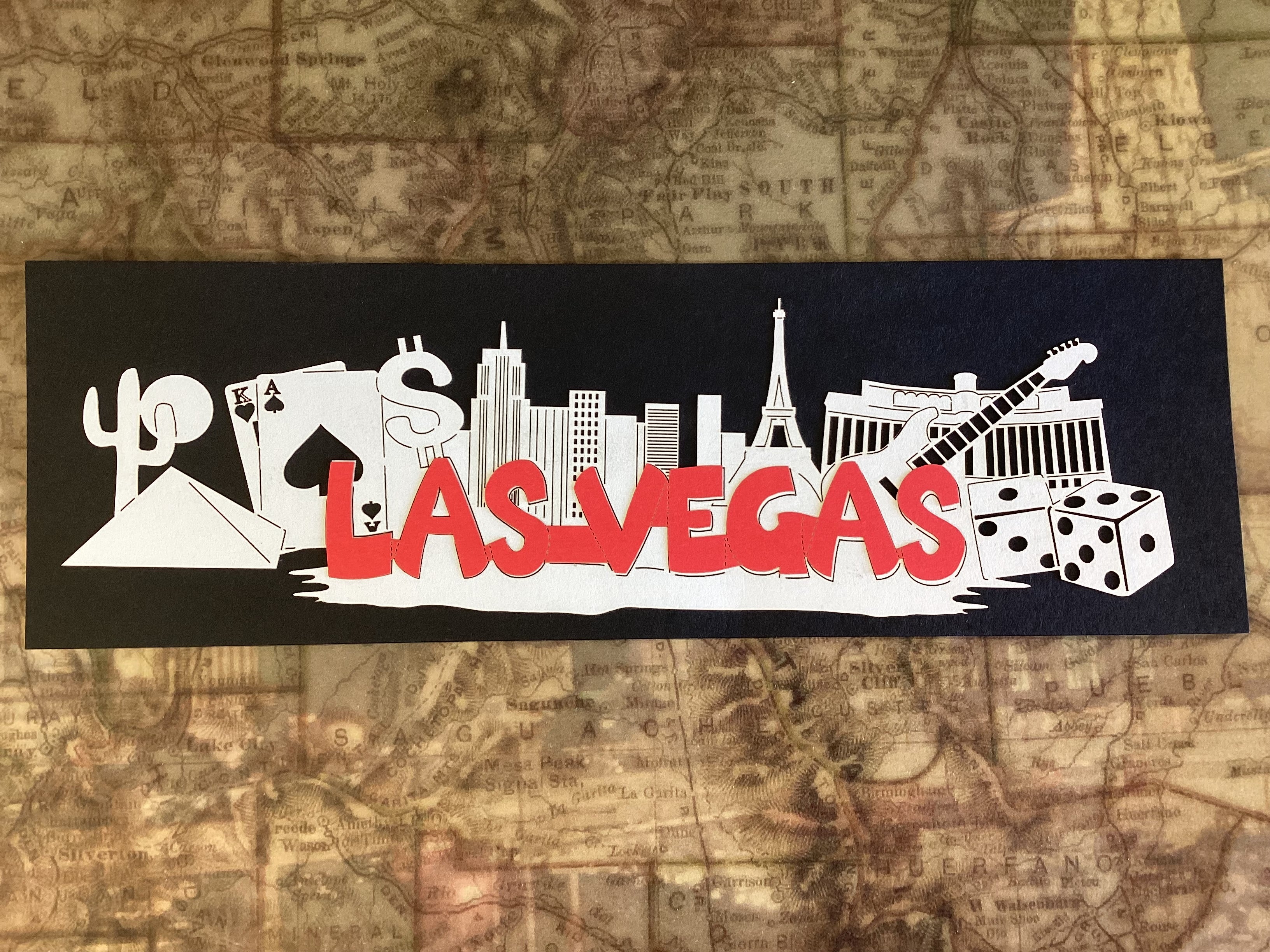 LAS VEGAS Word &amp; Background Title Laser Cuts 1pc