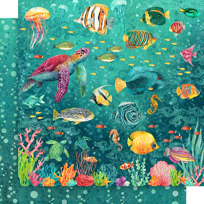 Graphic 45 Seas The Day DIVE INTO HAPPINESS 12X12 Scrapbook Paper