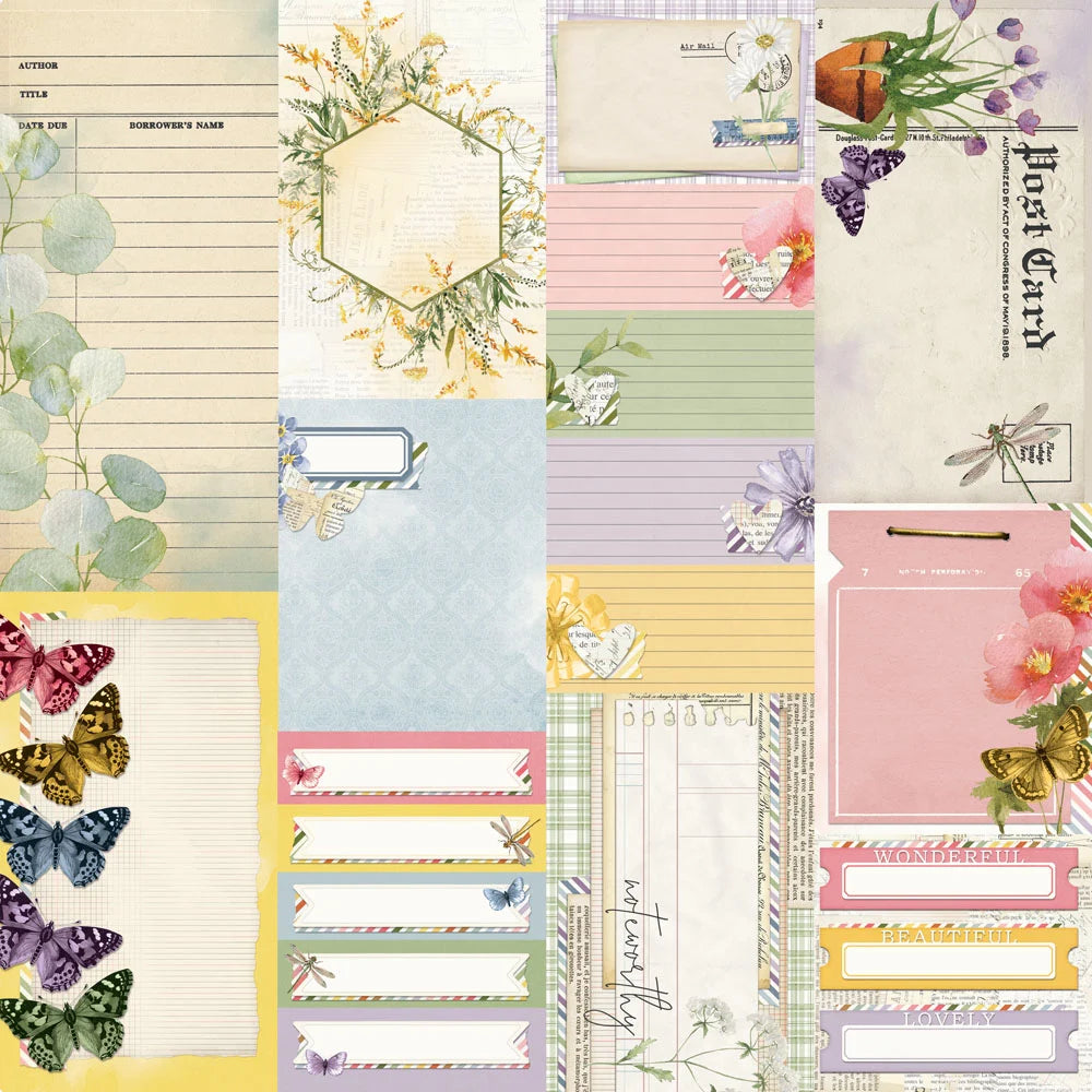 Simple Stories SIMPLE VINTAGE MEADOW FLOWERS Journal Elements 12”X12” Scrapbook Paper