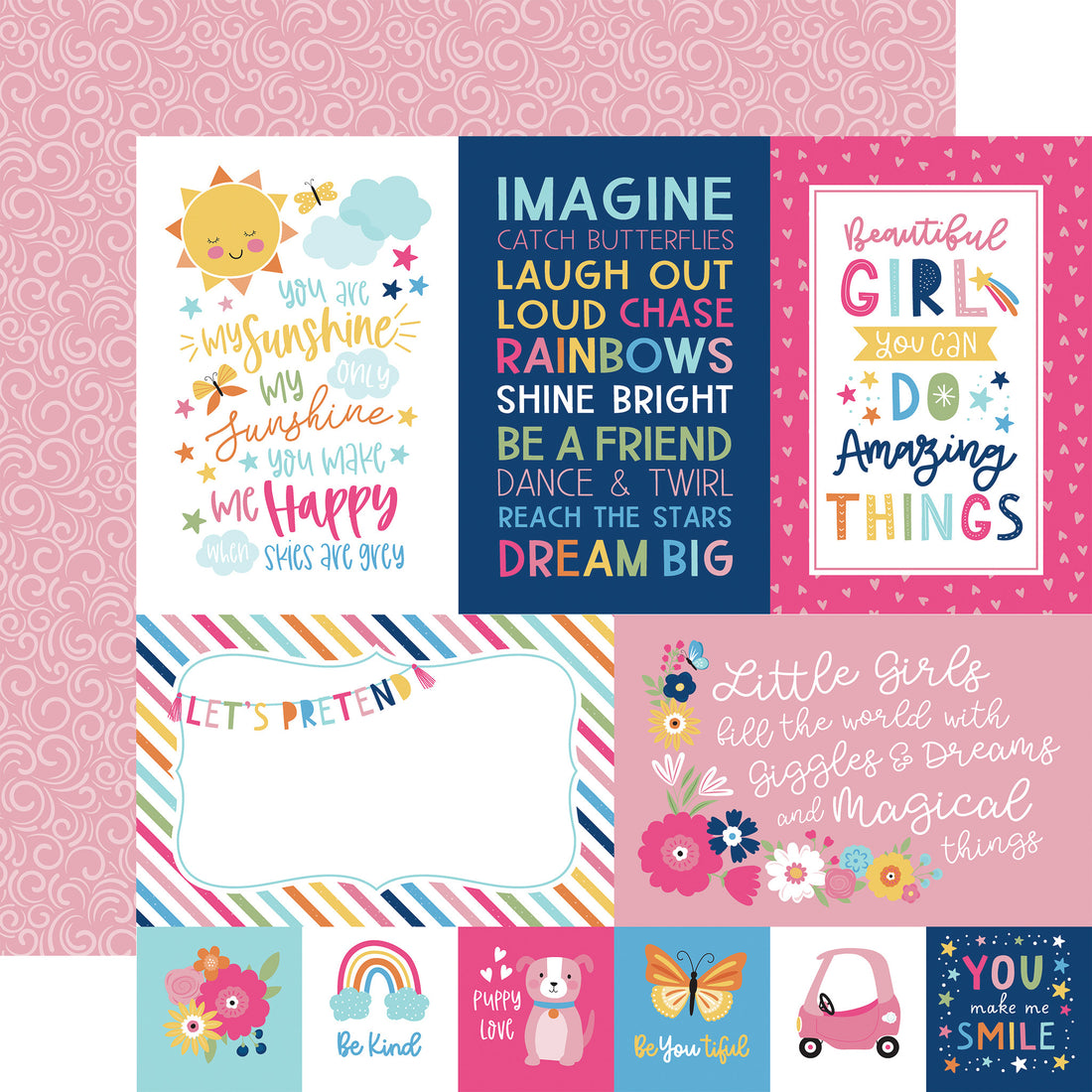 Echo Park PLAY ALL DAY GIRL 12”X12” Scrapbook Paper