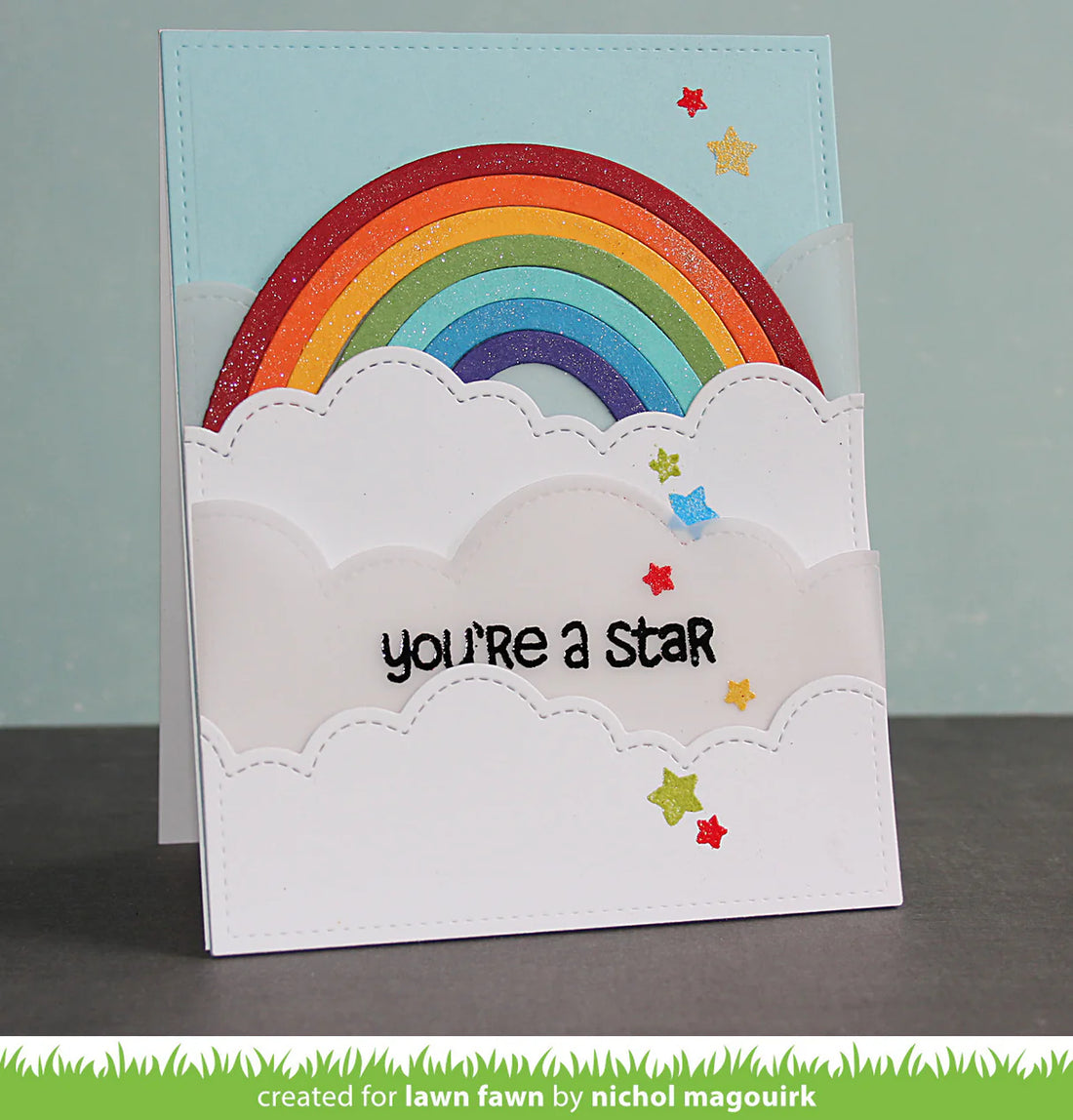 Lawn Cuts PUFFY CLOUD BORDERS Custom Craft Dies 3pc