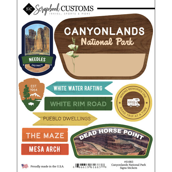 Scrapbook Customs CANYONLANDS NATIONAL PARK SIGNS Sticker 10pc