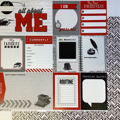 ALL ABOUT ME Newspaper Journal 12&quot;X12&quot; Scrapbook Paper