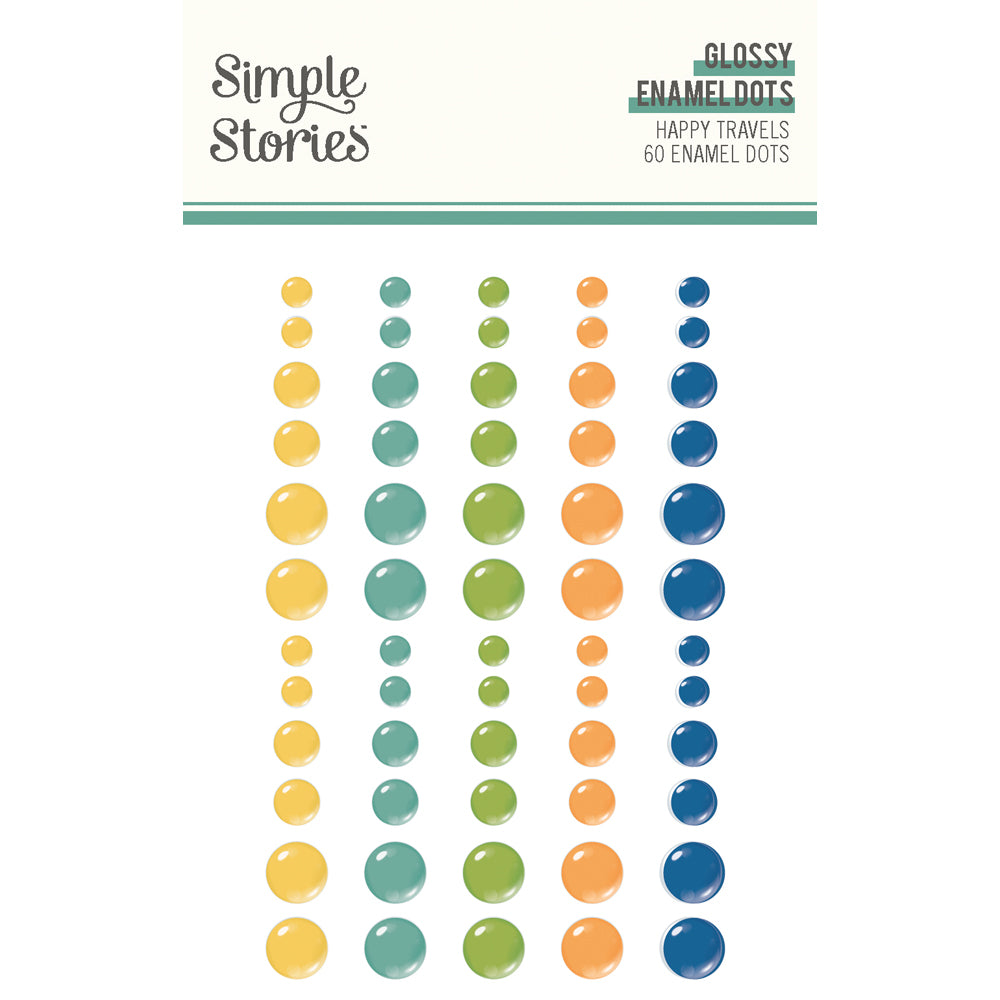 Simple Stories HAPPY TRAVELS GLOSSY ENAMEL DOTS 60pc