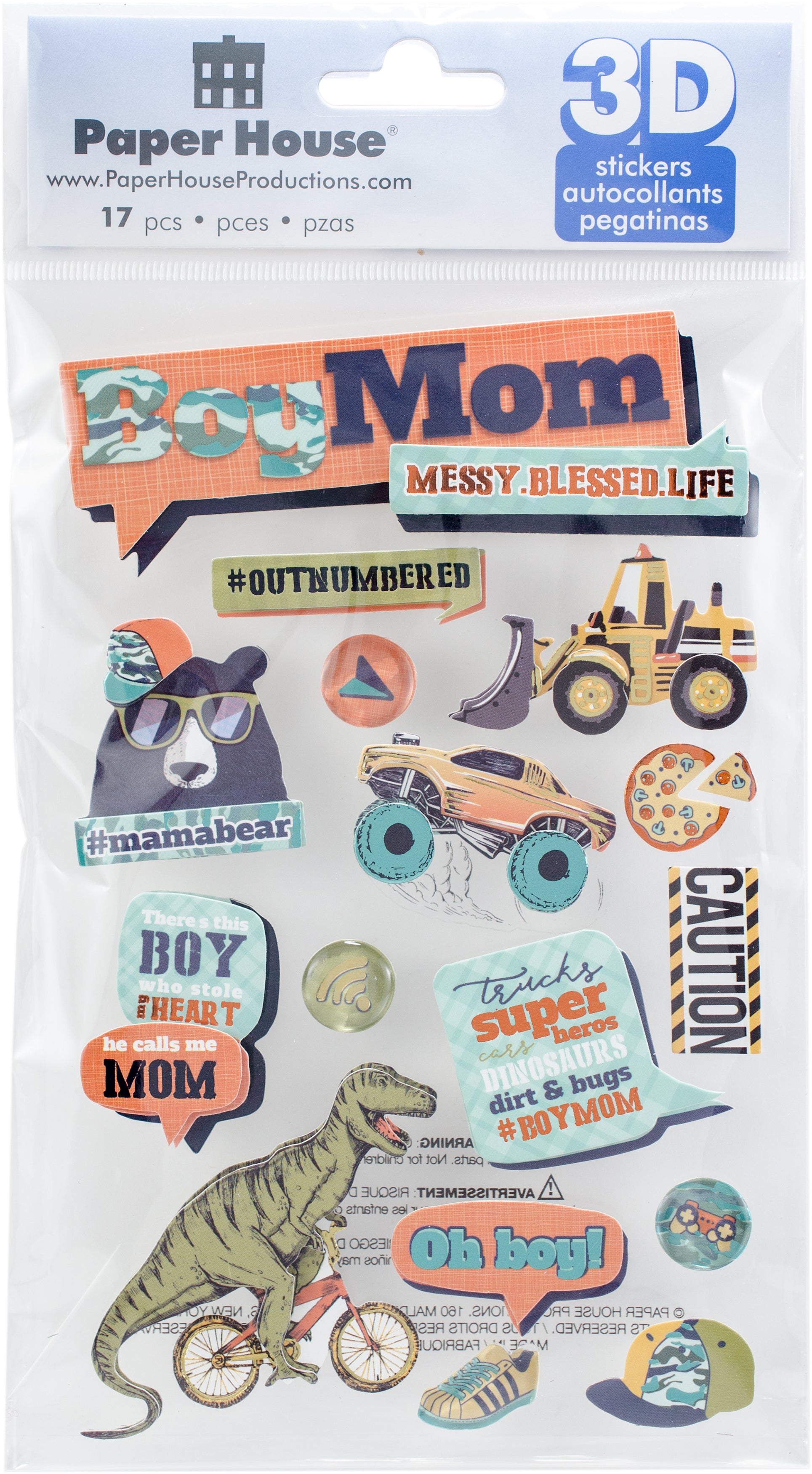 Paper House BOY MOM 3D Stickers 17pc