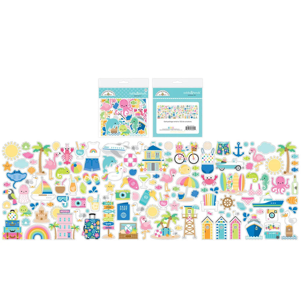 Doodlebug SUMMER FUN Odds &amp; Ends Diecuts 132pc
