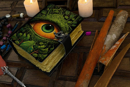 Soft Leather Journal Grimoire TAROT EYE Blank Book of Shadows A7