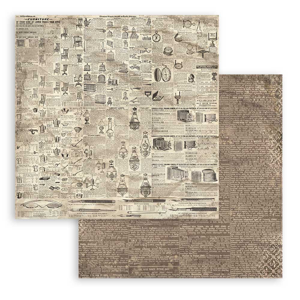 Stamperia Maxi Backgrounds BROCANTE ANTIQUES 12&quot;X12&quot; Scrapbook Paper Pack