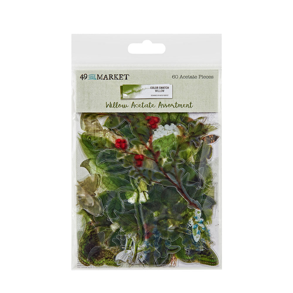 49 and Market Color Swatch WILLOW ACETATE ASSORTMENT Leaves 60pc