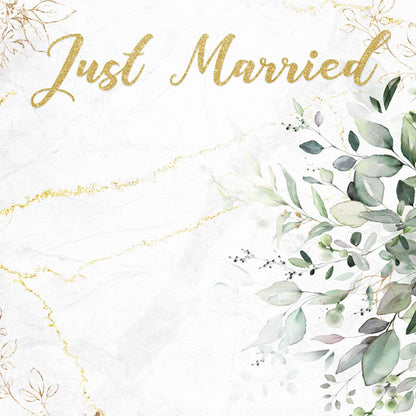 Scrapbook Customs JUST MARRIED &amp; EUCALYPTUS &amp; GOLD 12"X12" Scrapbook Paper