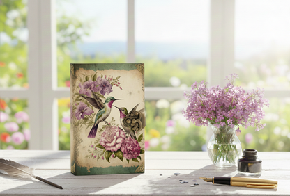 Soft Leather HUMMINGBIRD Journal Notebook Vintage Blank A7