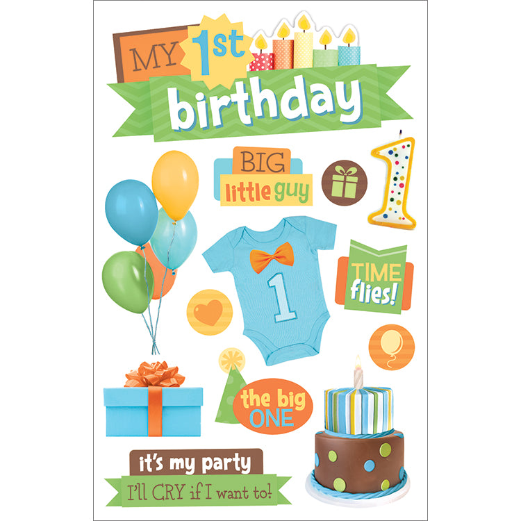 Paper House BABY BOY 1ST BIRTHDAY 3D Stickers 13pc