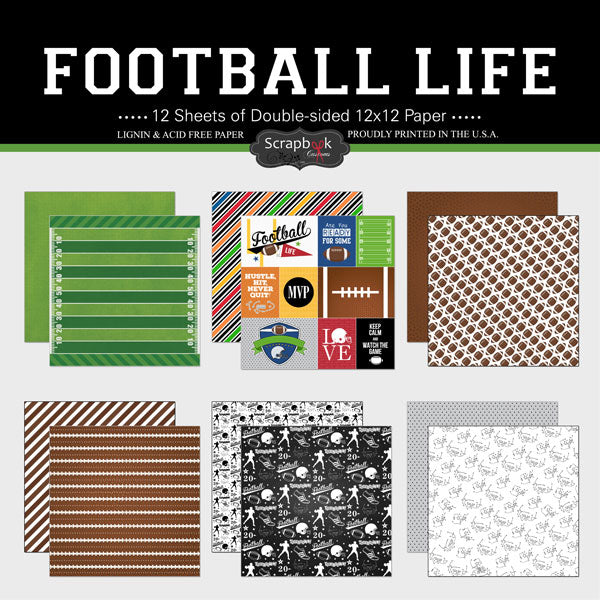 Scrapbook Customs FOOTBALL LIFE 12"X12" Paper Kit 12 Sheets