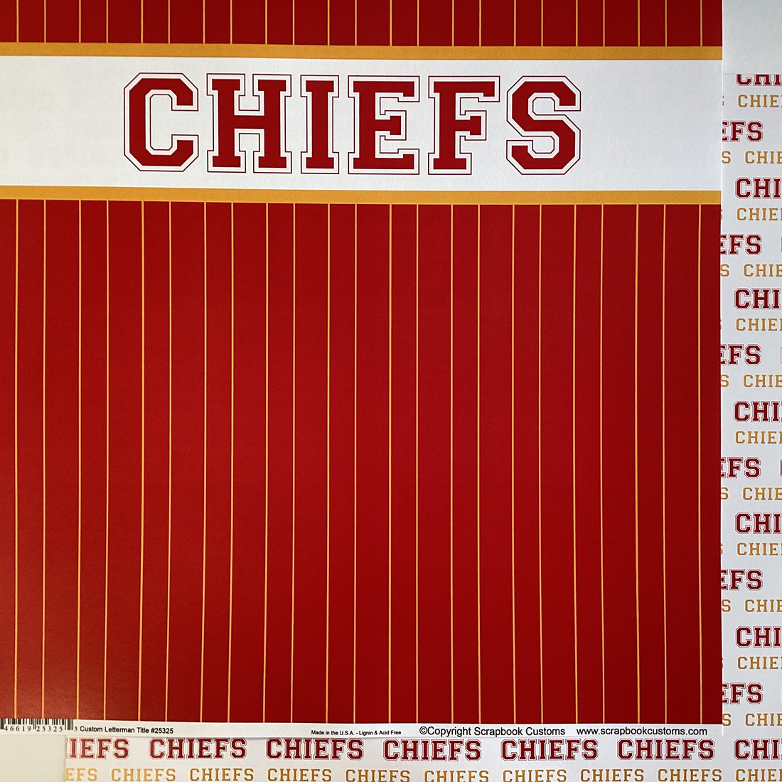 Scrapbooksrus CHIEFS FOOTBALL 12"X12" Scrapbook Paper Kit 12 Sheets