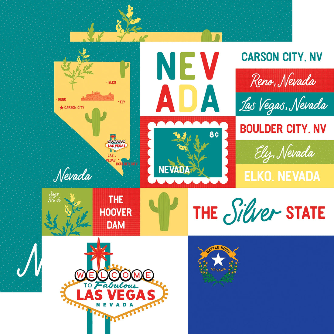 Echo Park Our United States NEVADA 12”X12” Scrapbook Paper