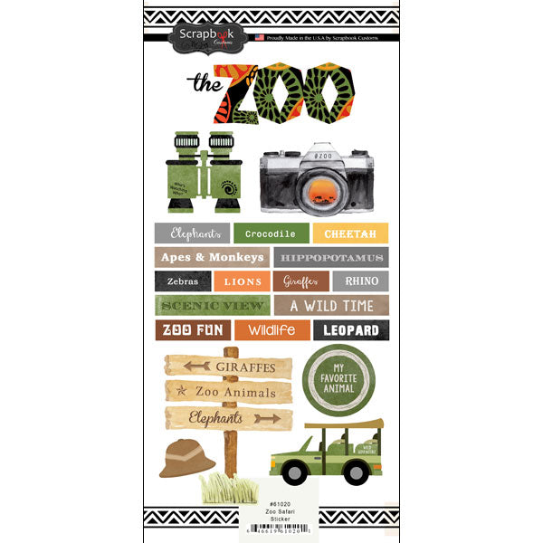 Scrapbook Customs ZOO SAFARI Sticker 21pc