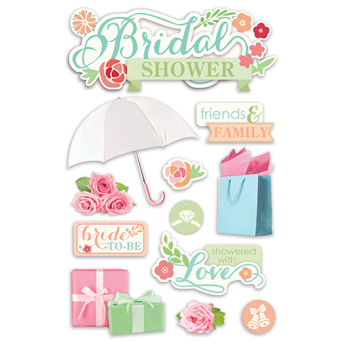 Paper House BRIDAL SHOWER 3D Stickers 12pc