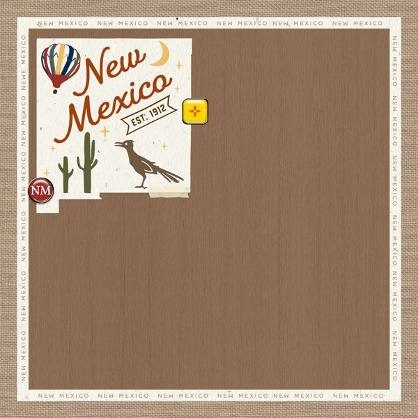 Scrapbook Customs NEW MEXICO NATURAL CRAFT MAP 12”X12” Scrapbook Paper