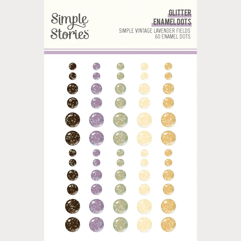 Simple Stories SIMPLE VINTAGE LAVENDER FIELDS Glitter Enamel Dots 60pc