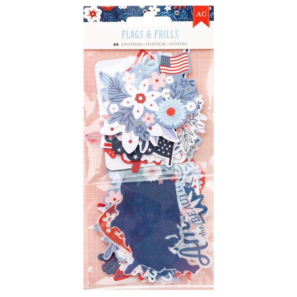 AC American Crafts Flags &amp; Frills EPHEMERA ICON 65pc