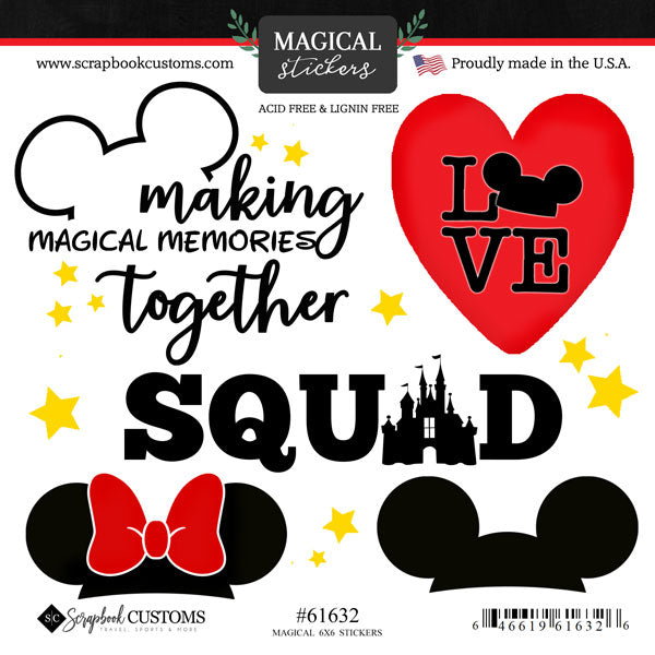 Scrapbook Customs MAGICAL STICKERS Squad 5pc