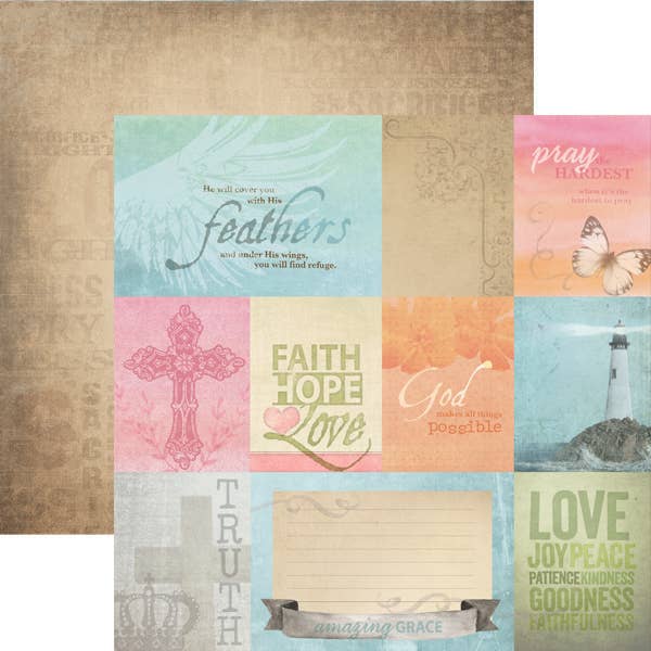Paper House FAITH TAGS 12X12 Scrapbook Paper