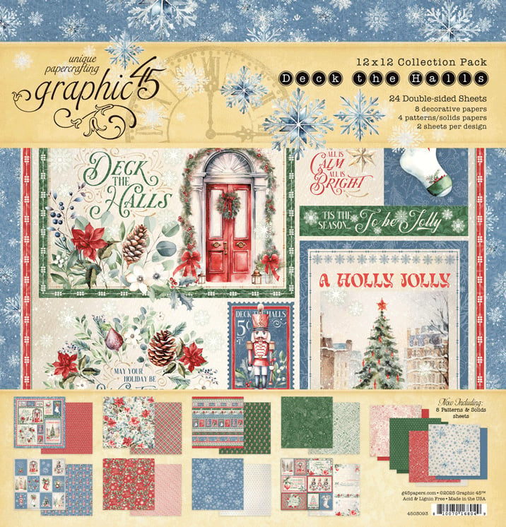 Graphic 45 DECK THE HALLS 12”X12” Collection Pack