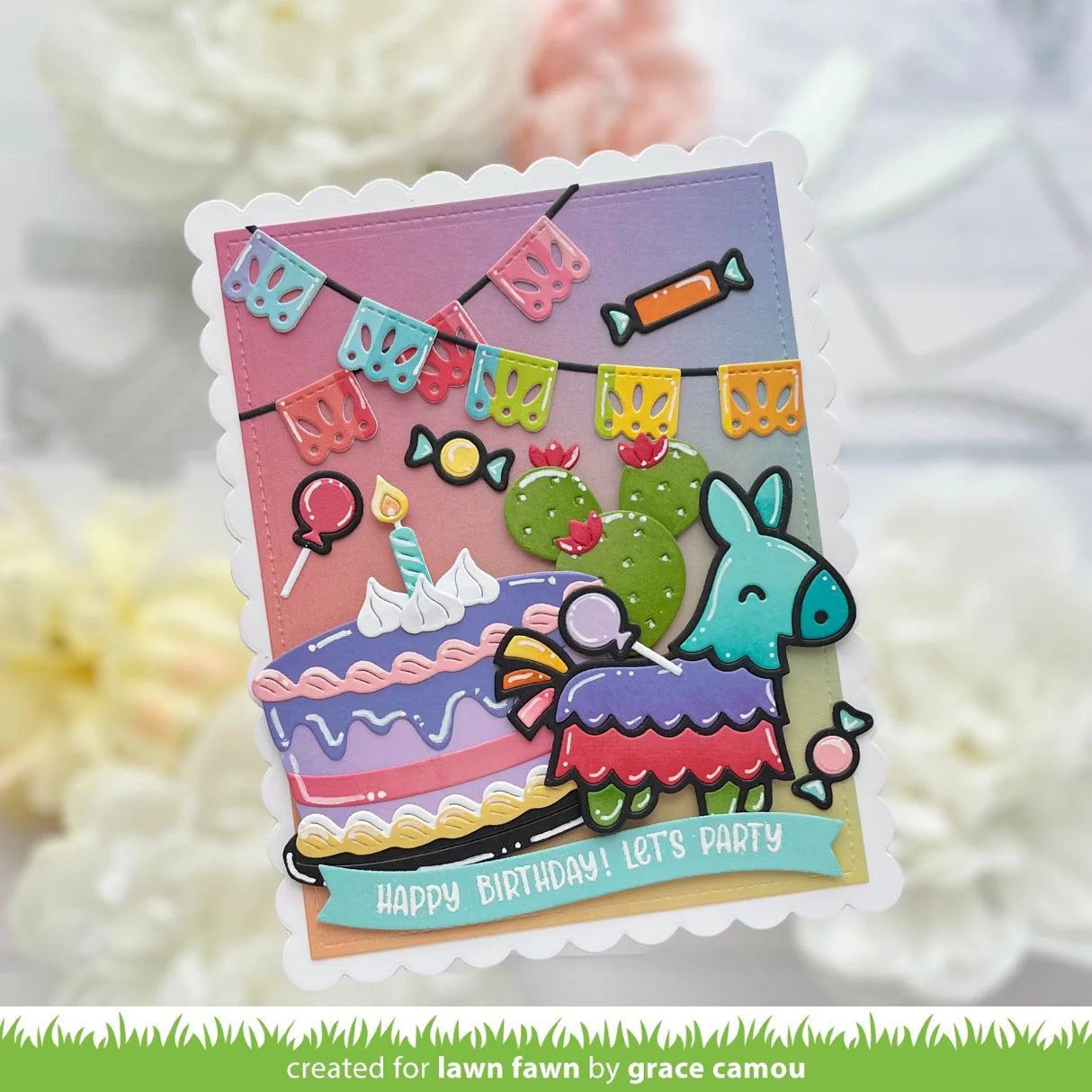 Lawn Cuts FIESTA BANNER BORDER Custom Craft Dies 3pc
