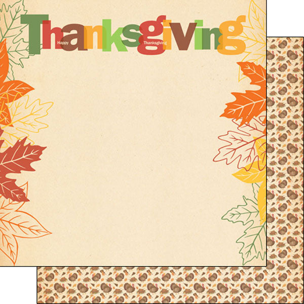 THANKSGIVING PLAID TURKEY KIT 12X12 Scrapbook Paper Stickers 5pc