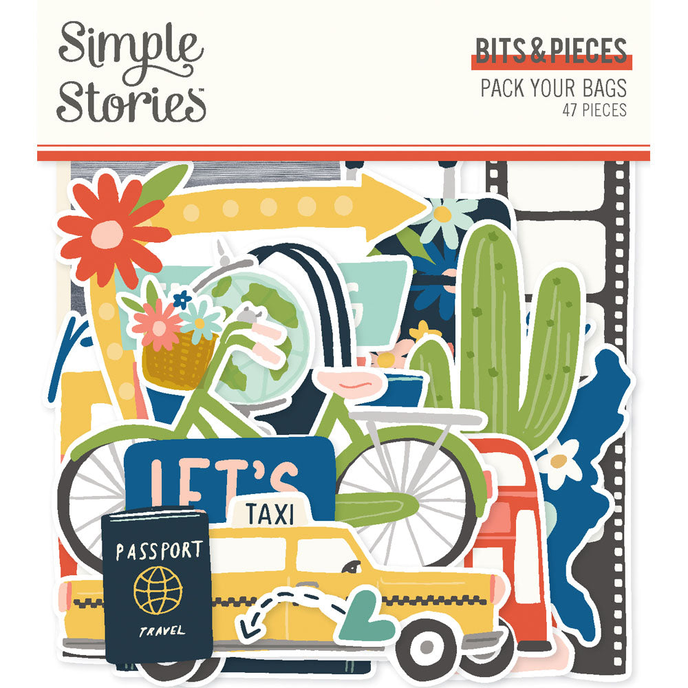 Simple Stories PACK YOUR BAGS Bits & Pieces 47pc