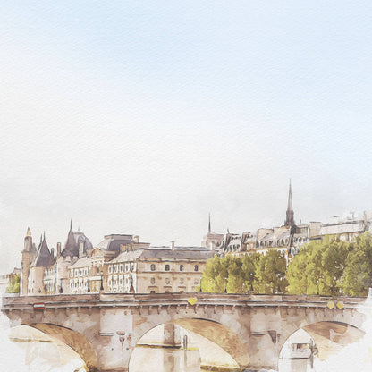 Paper House PARIS BRIDGE WATERCOLOR 12X12 Scrapbook Paper