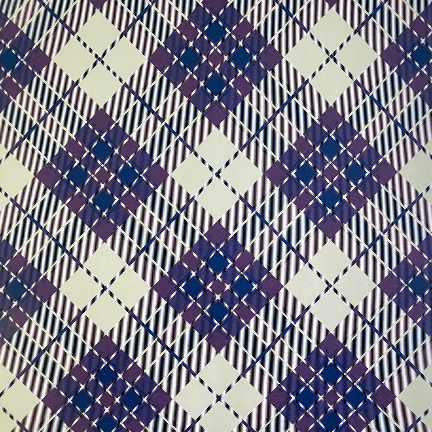 INITIAL PLAID PURPLE &amp; BLUE 12X12 Scrapbook Paper