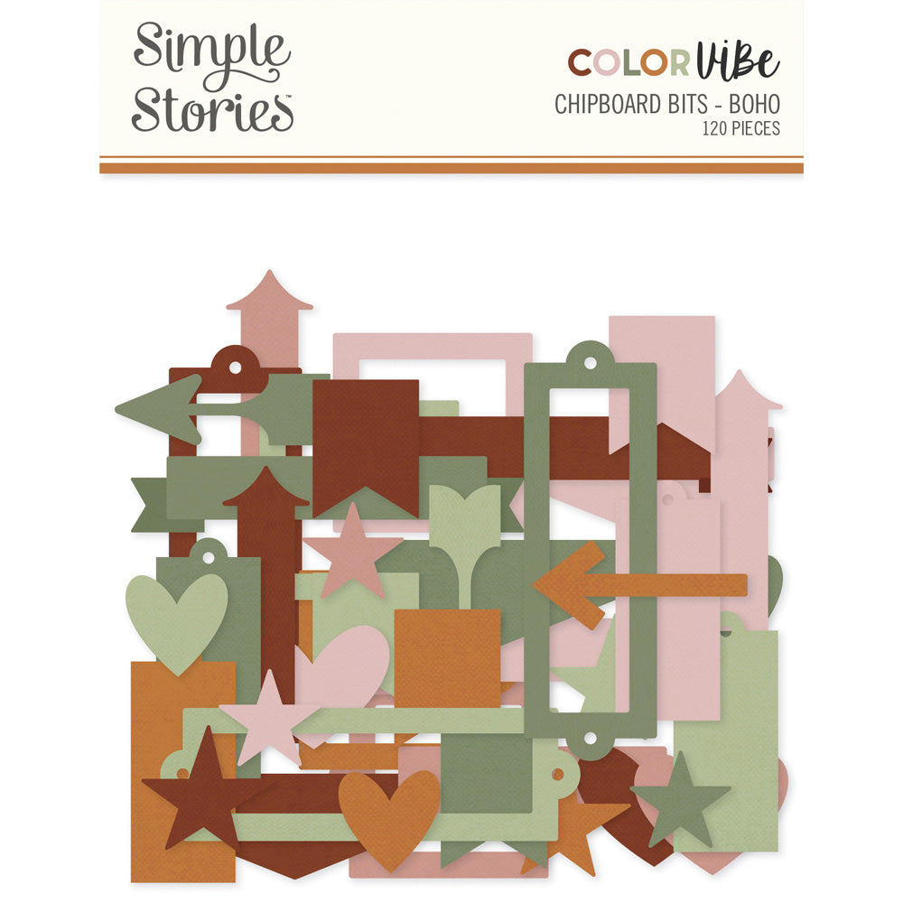 Simple Stories Color Vibe BOHO Chipboard Bits 120pc