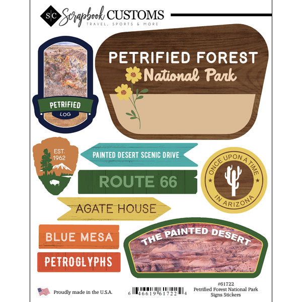 Scrapbook Customs PETRIFIED FOREST NATIONAL PARK SIGNS Sticker 10pc