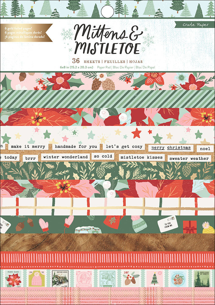 Crate Paper MITTENS &amp; MISTLETOE 6X8 Paper Pad