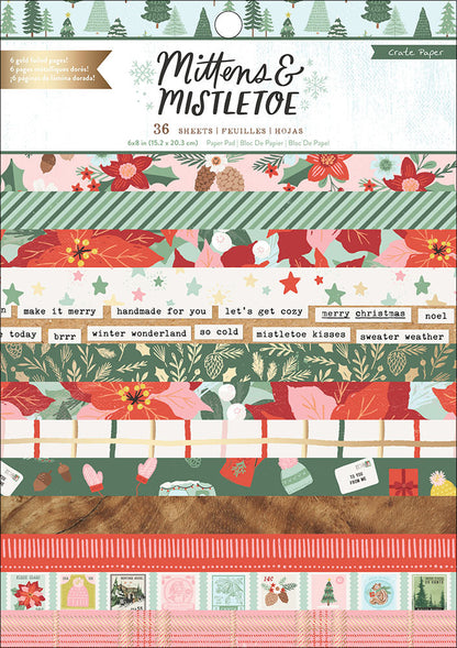 Crate Paper MITTENS &amp; MISTLETOE 6X8 Paper Pad