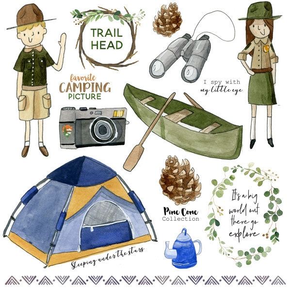 National Park NPWC CAMPING THINGS 3 CUT OUT 12&quot;X12&quot; Paper