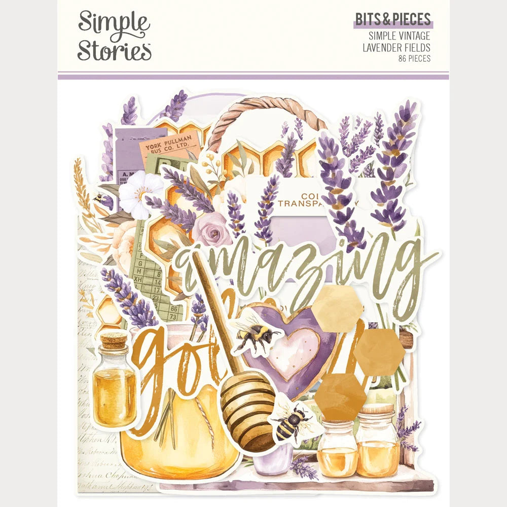 Simple Stories SIMPLE VINTAGE LAVENDER FIELDS Bits &amp; Pieces 86pc