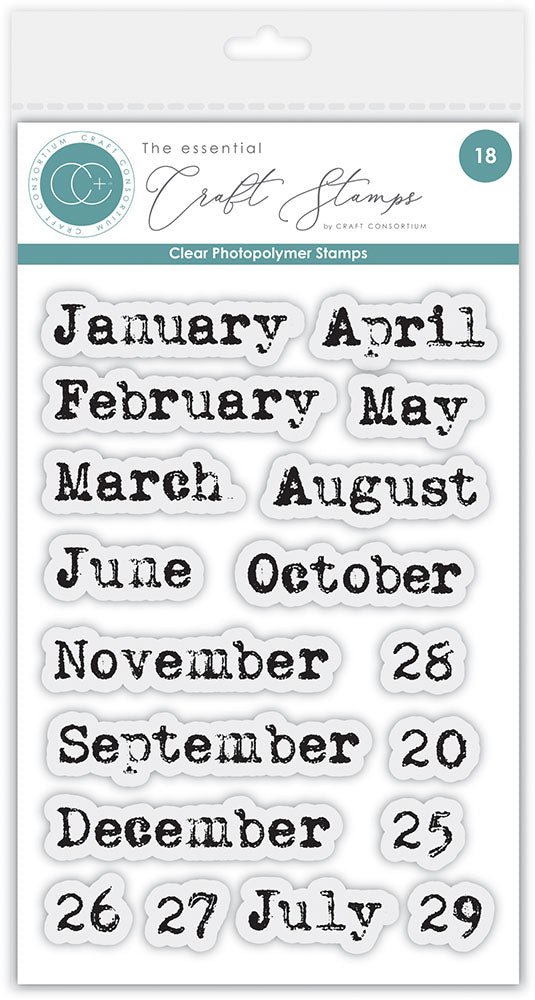 Craft Consortium JOURNAL MONTHS Clear Photopolymer Stamps