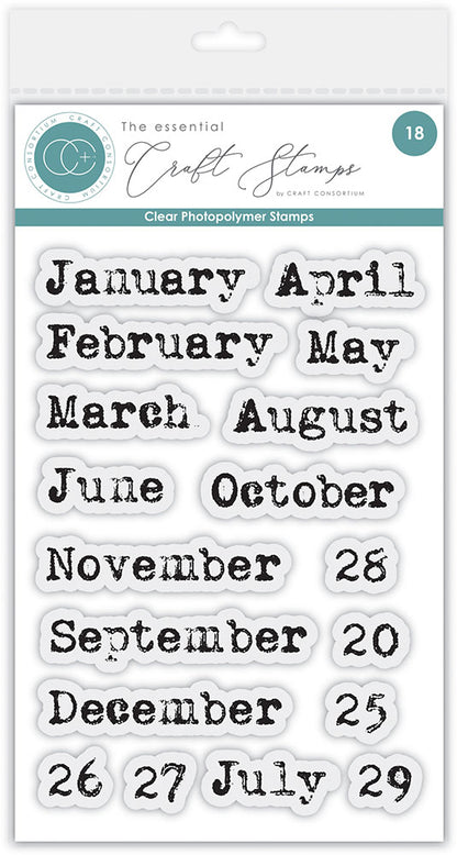Craft Consortium JOURNAL MONTHS Clear Photopolymer Stamps
