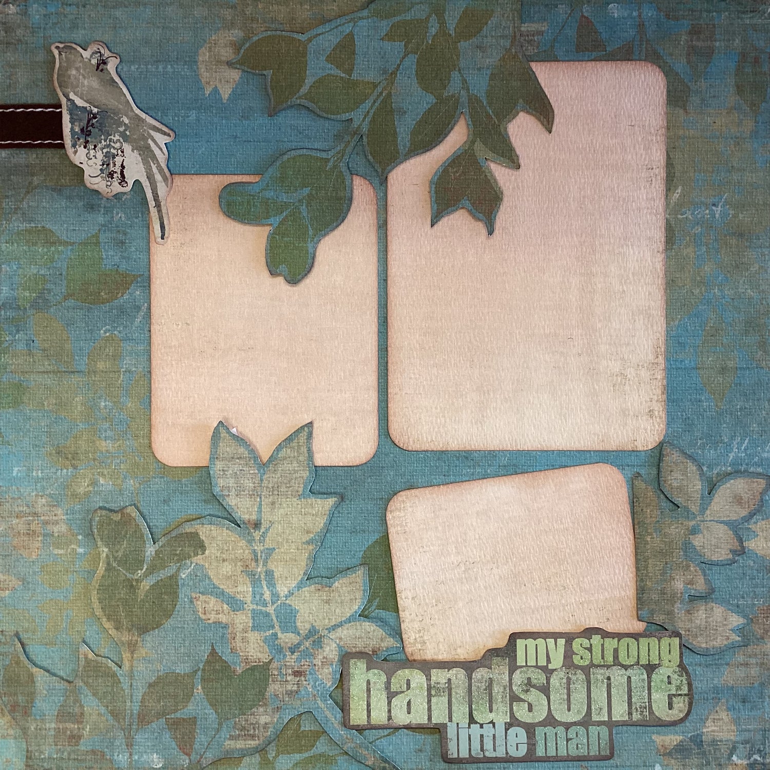 Premade MY STRONG HANDSOME LITTLE MAN 12&quot;x12&quot; Scrapbook Page