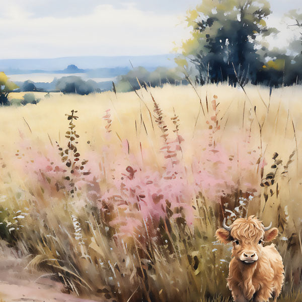 Scrapbook Customs HIGHLAND COW DS Watercolor 12&quot;X12&quot; Scrapbook Paper