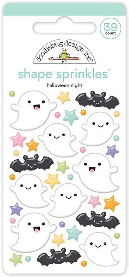 Doodlebug Sweet &amp; Spooky HALLOWEEN NIGHT Shape Sprinkles Ghost Stickers 39pc